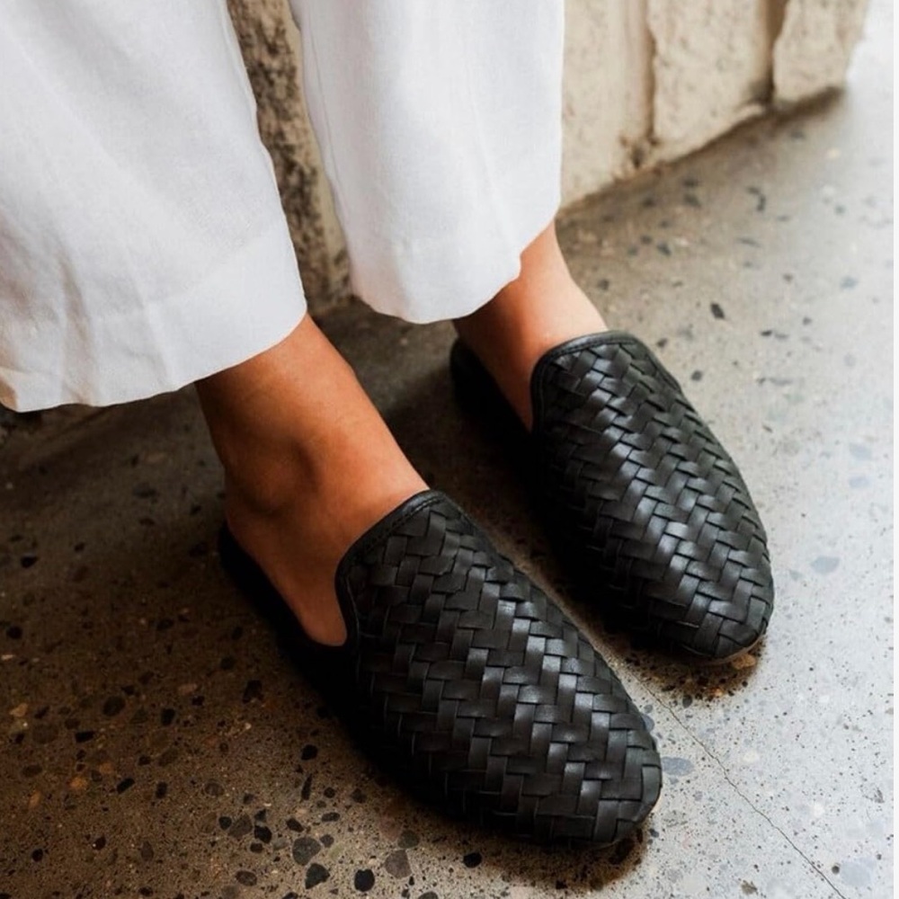 OluKai Black Woven Loafers